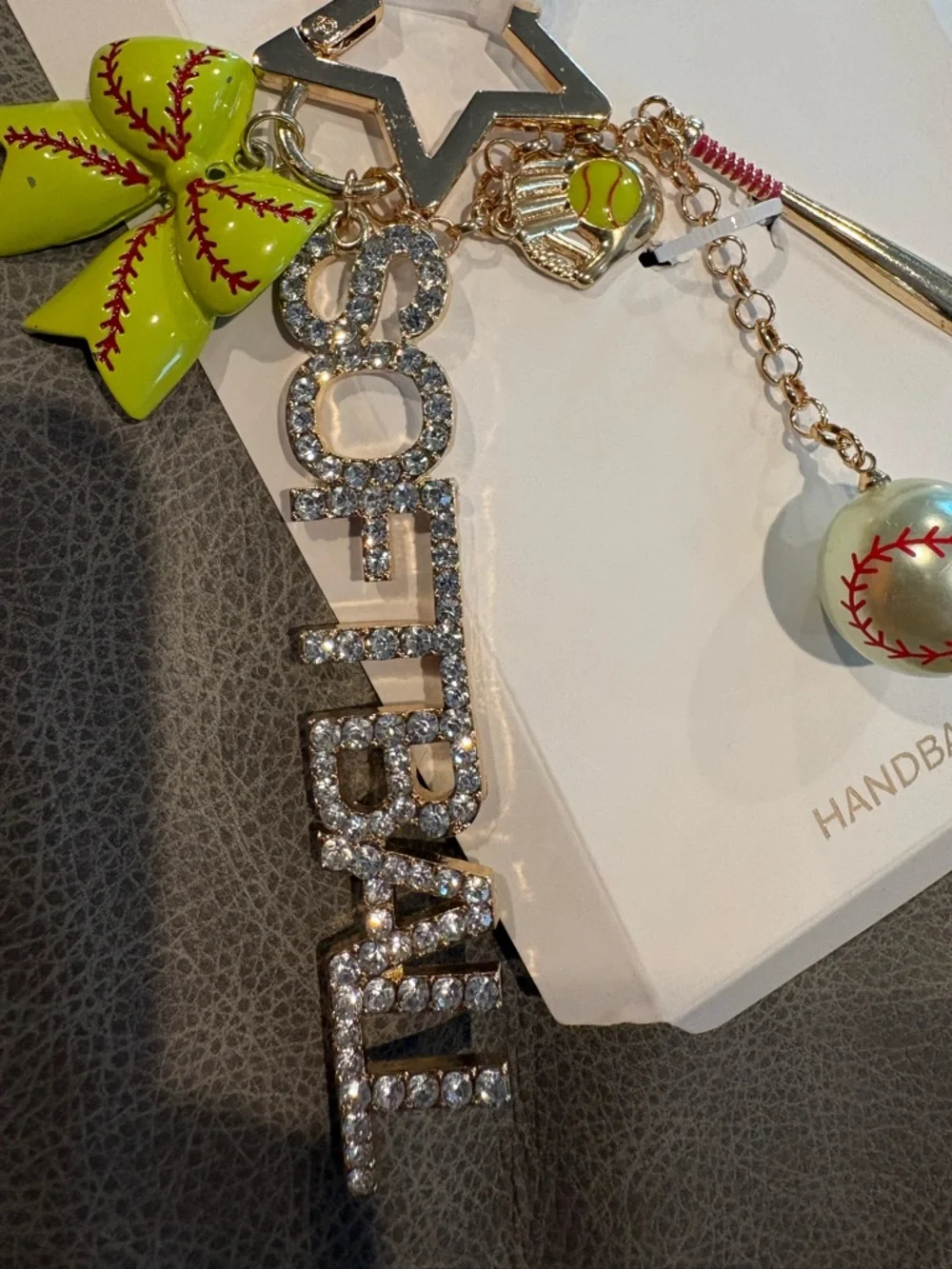 Softball Handbag Charm - Green